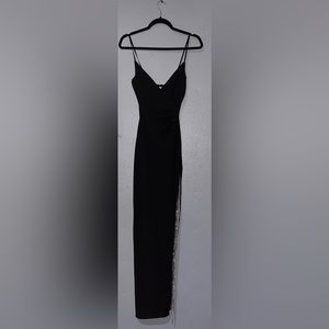 Long black rhinestone dress